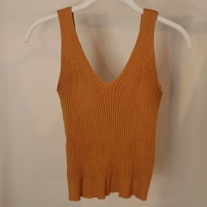 Orange Ribbed Sweater Tank